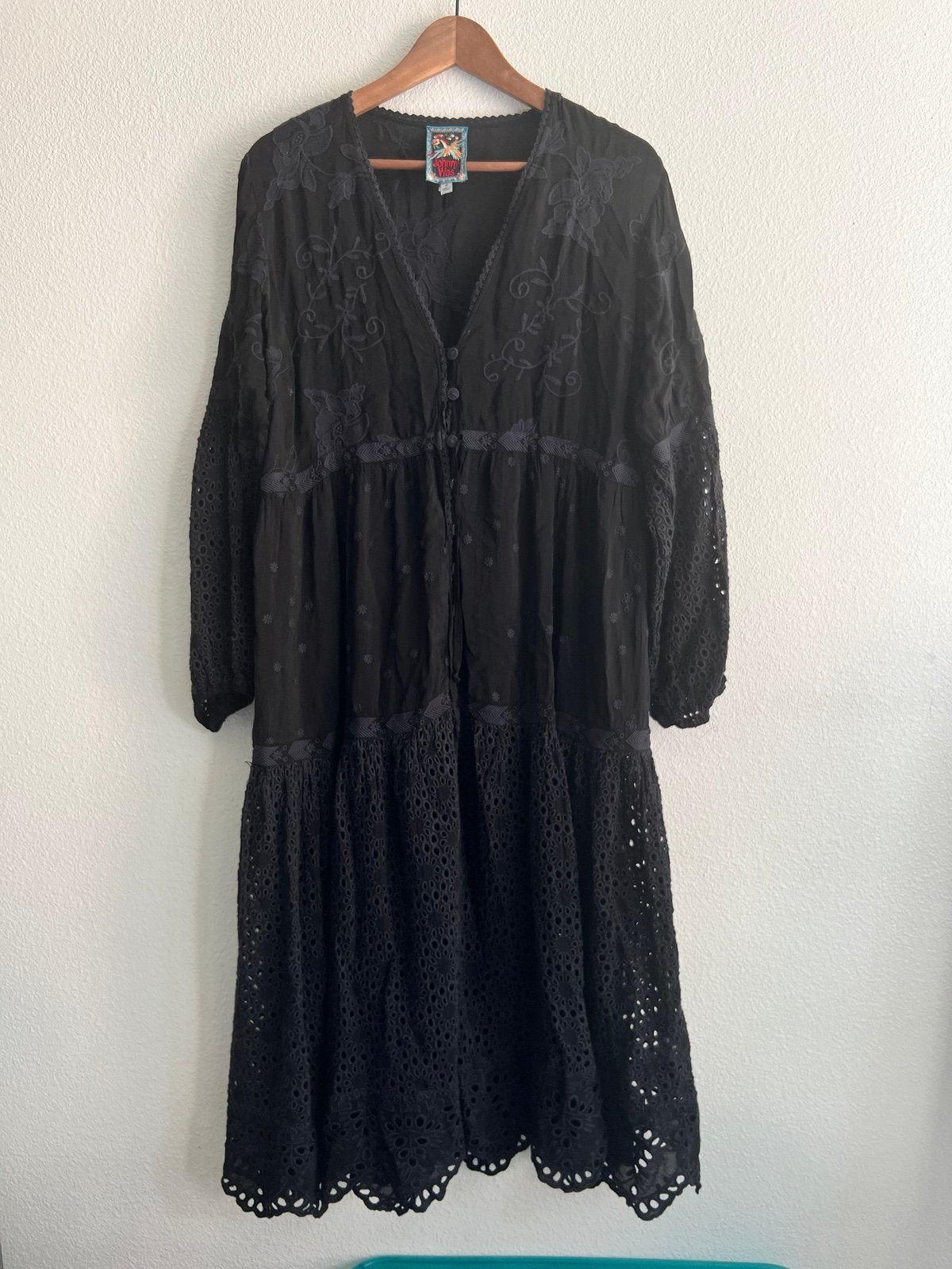 Johnny Was Jupiter Mosaic Black embroidered Kimono