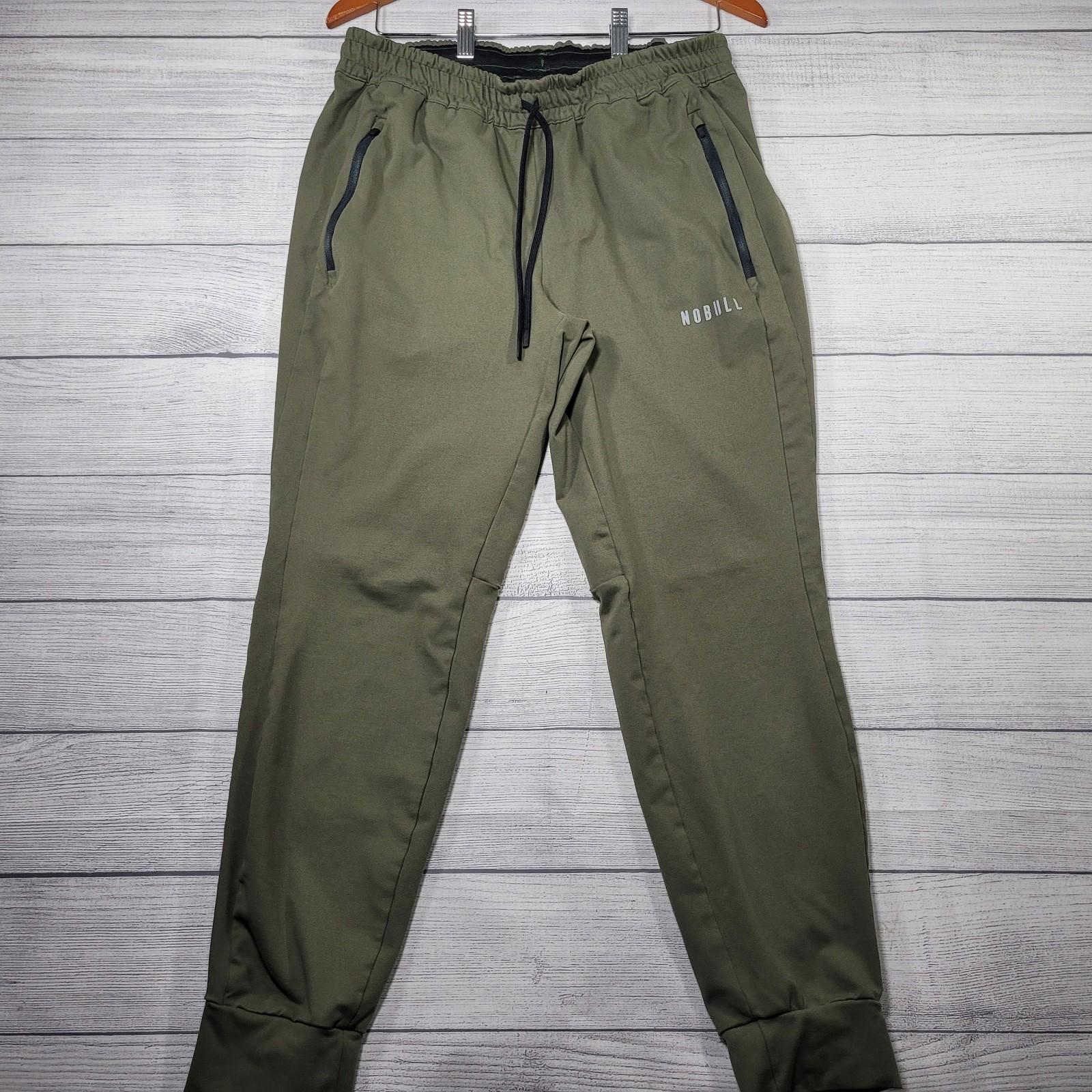 NOBULL Sweat Pants Joggers Men's Large Green Zip Pockets Casual Active Stretch