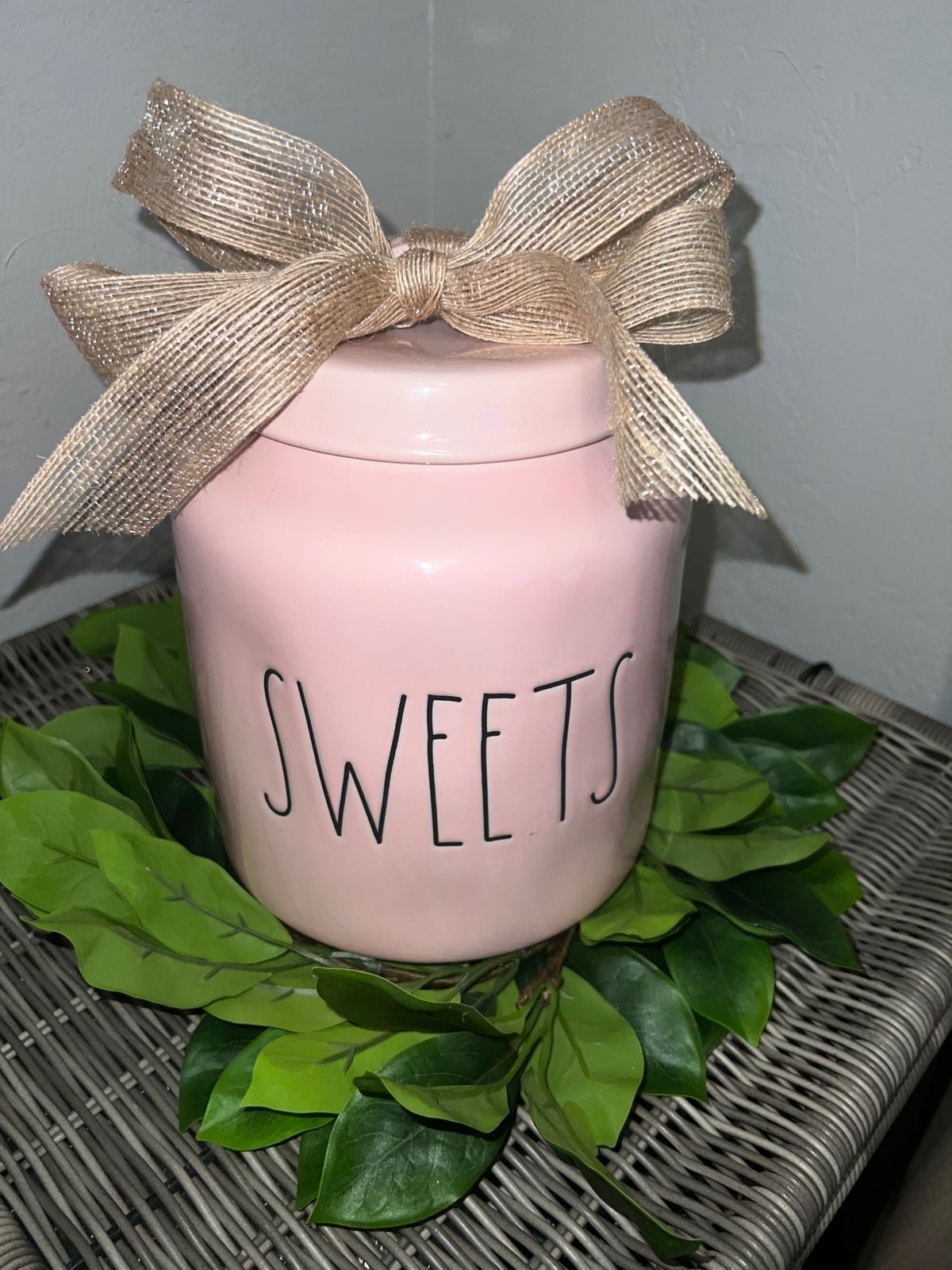 Rae Dunn light Pink Sweets chubby canister