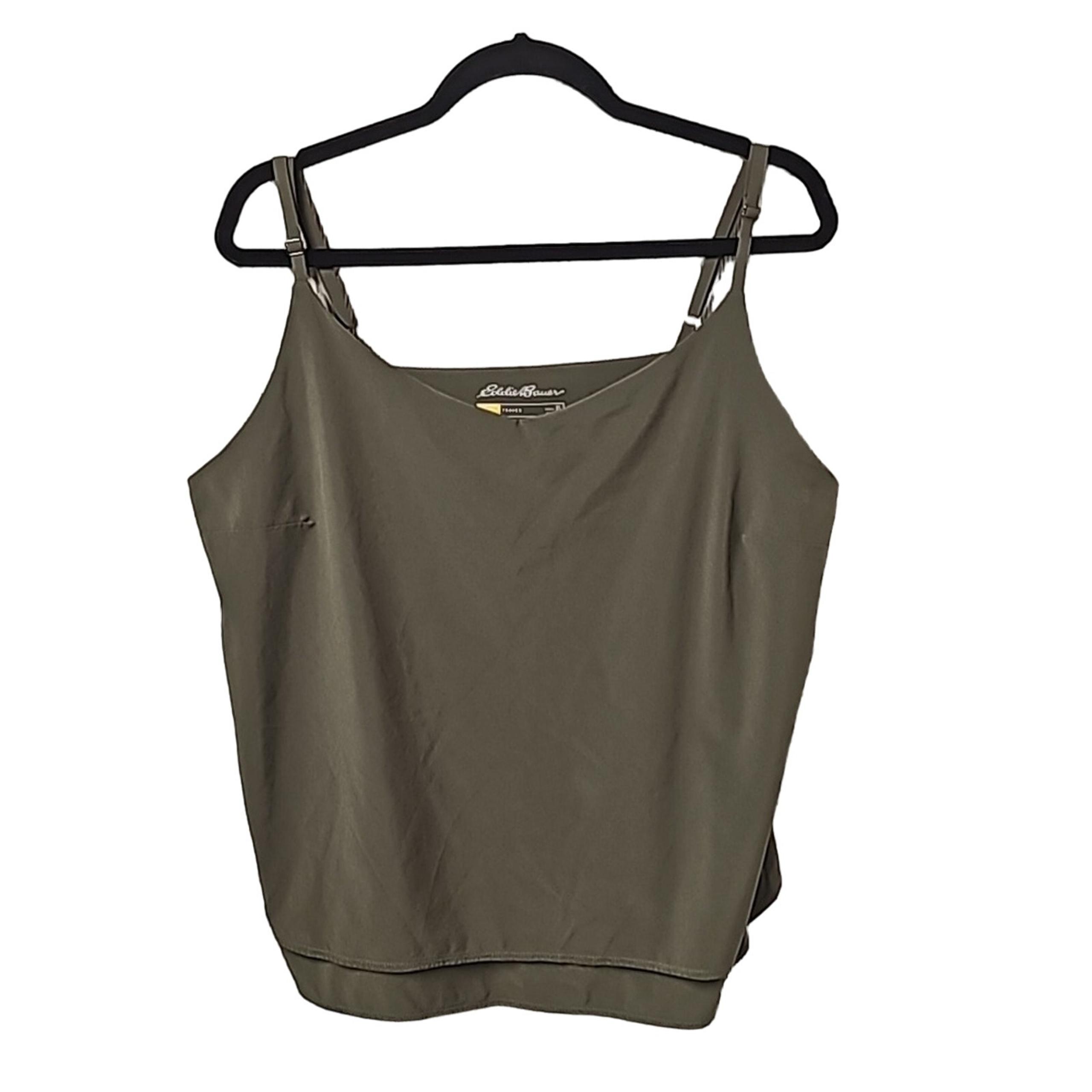 Eddie Bauer Travex Olive Green Tiered Tanks Womens Size XL