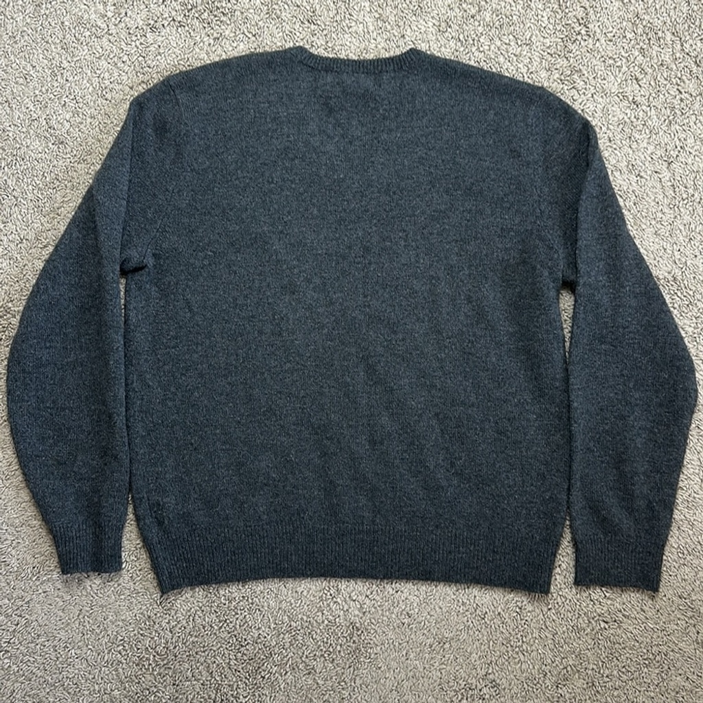 VTG Polo by Ralph Lauren Men's Grey-Black Lambs Wool Sweater V-neck Size L