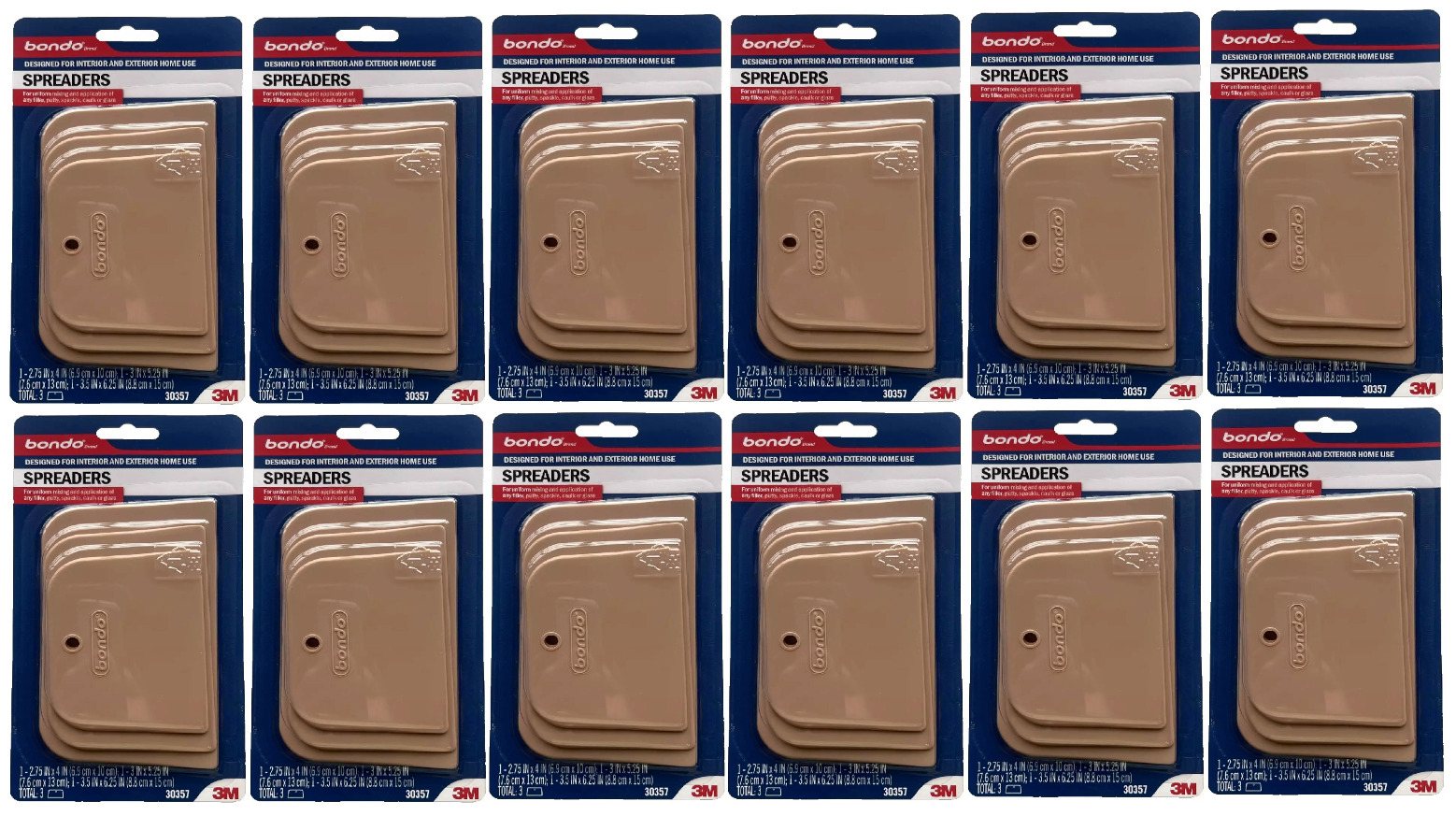 Bondo Plastic Spreaders, 3 Different Sizes, Makes Body Filler 12 Pack