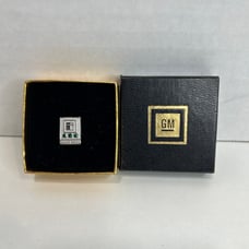 GM Service Award Tie Tac 3-Emeralds Original Box 20 Years