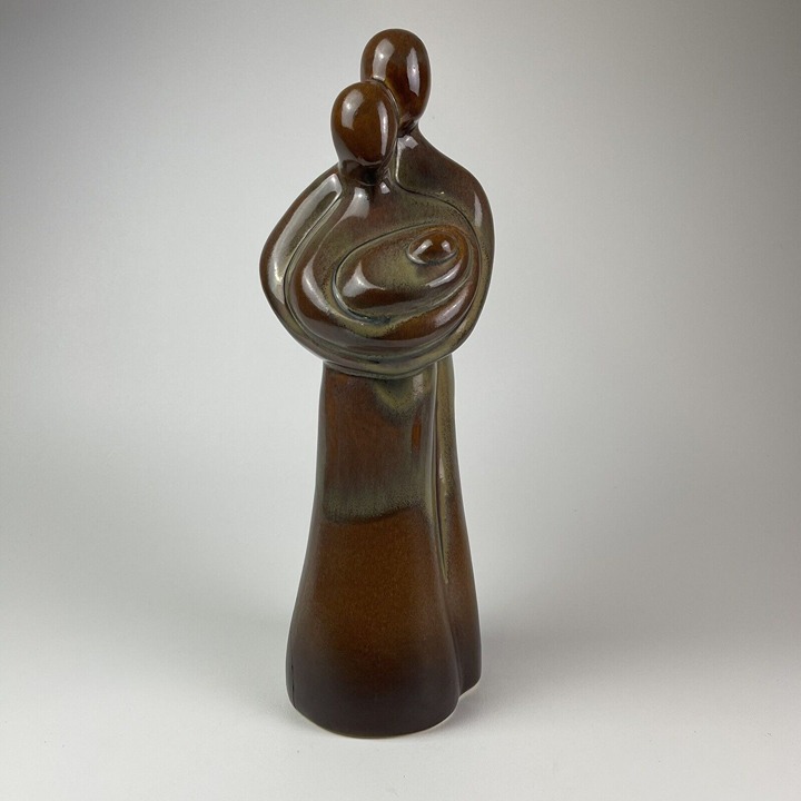Vintage Haeger Modern Deco Art Pottery Loving Family Brown Figurine Statue 16 