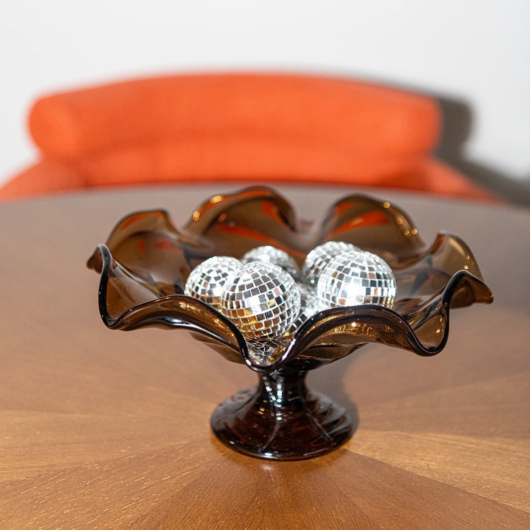 Viking Smoked Glass Compote Dish