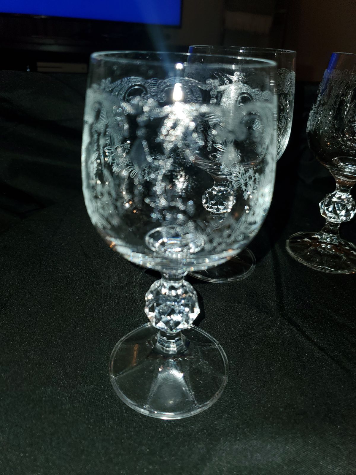 Vintage Bohemian Crystal Etched glasses