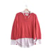Brochu Walker The Looker Layered V-Neck Pullover Sweater. Size XS, Coral, white