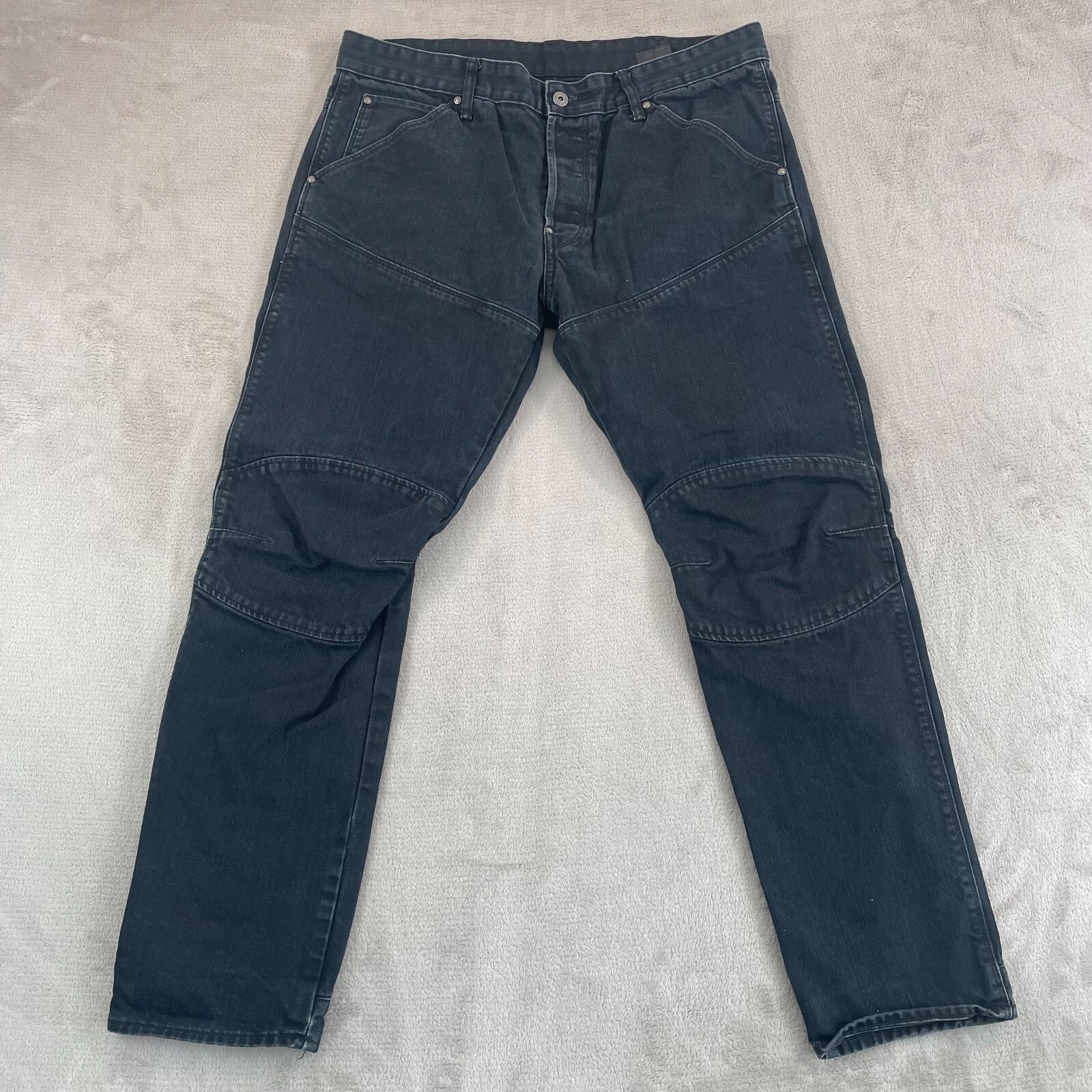 G Star Raw 5620 3D Jeans Men 36x30 Black Straight Fit Tapered Button Fly