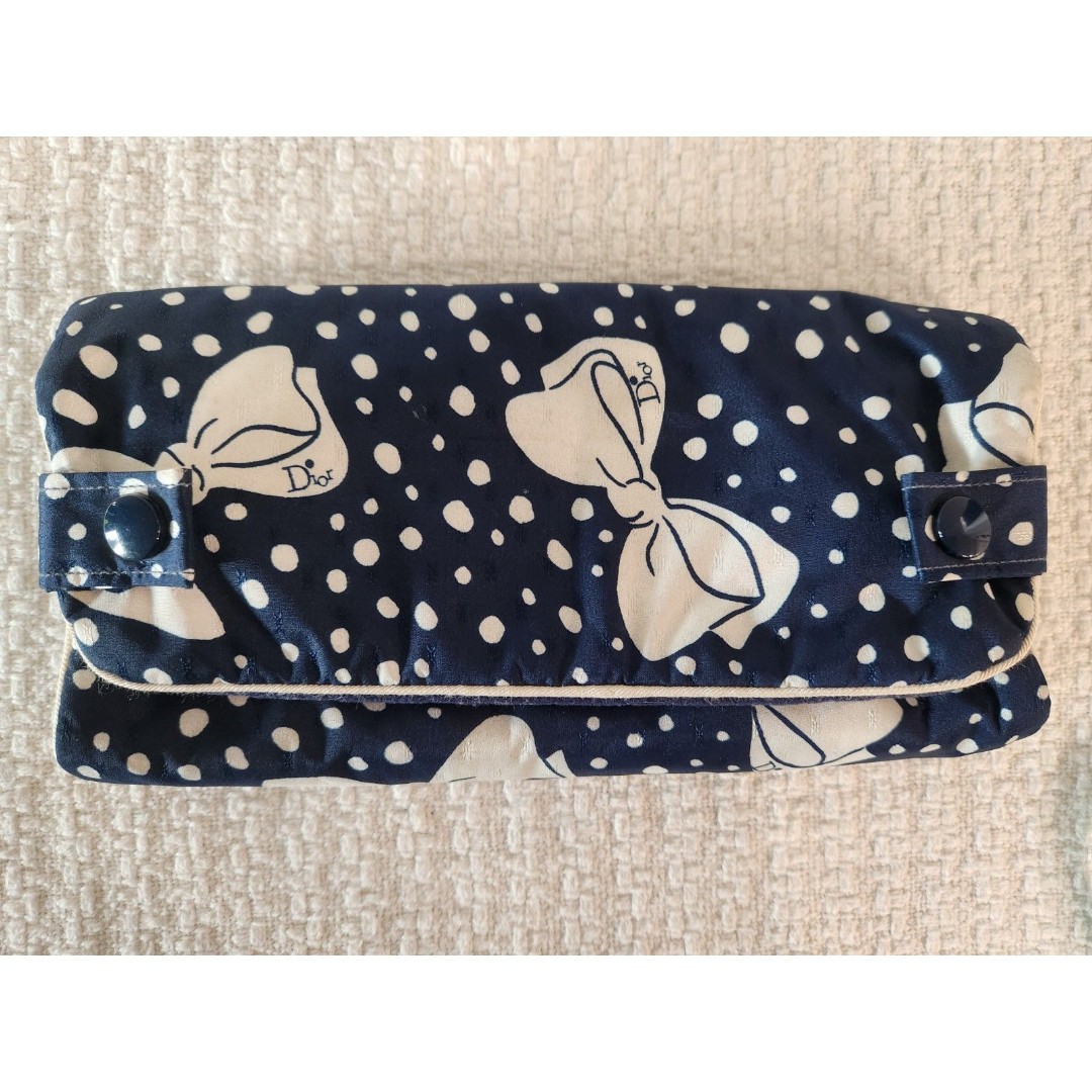 Vintage Christian Dior CD Logo Bow Print Roll Up Travel Jewelry Bag