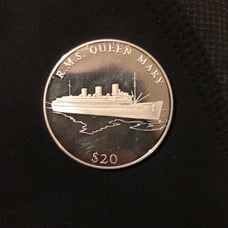 2000 LIBERIA Cruise Ship R.M.S. QUEEN MARY Boat Proof Silver 20 NGC Coin i86672