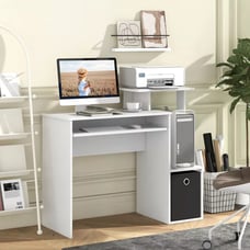Home Office Computer Desk Space-saving Study Writing Desk with Keyboard Tray