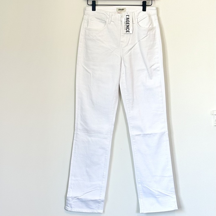 NWT L'AGENCE White Courtney Straight Leg Jeans - Size: 25