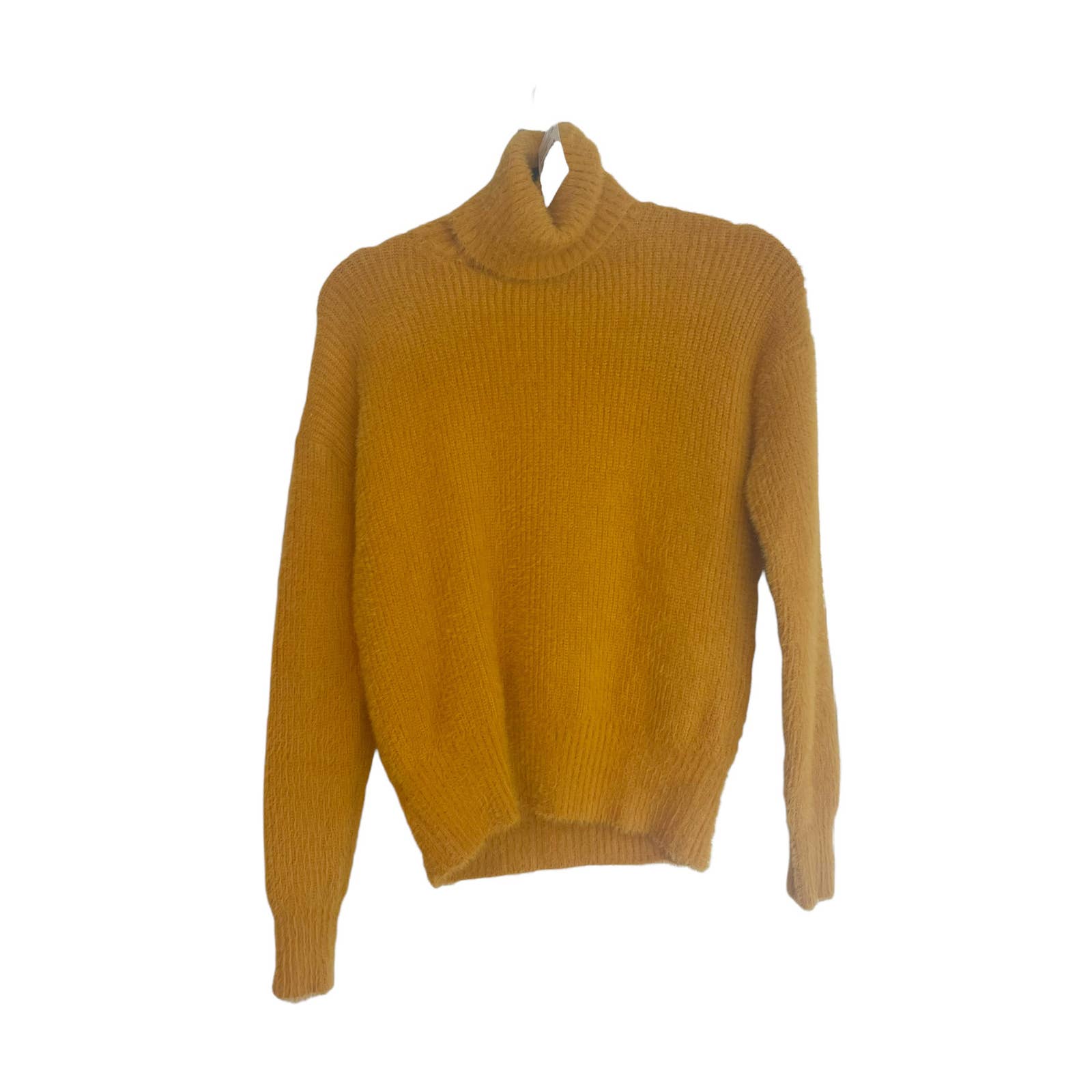 Mustered Turtleneck Pullover Sweater Knit Long Sleeves Yellow Women's S
