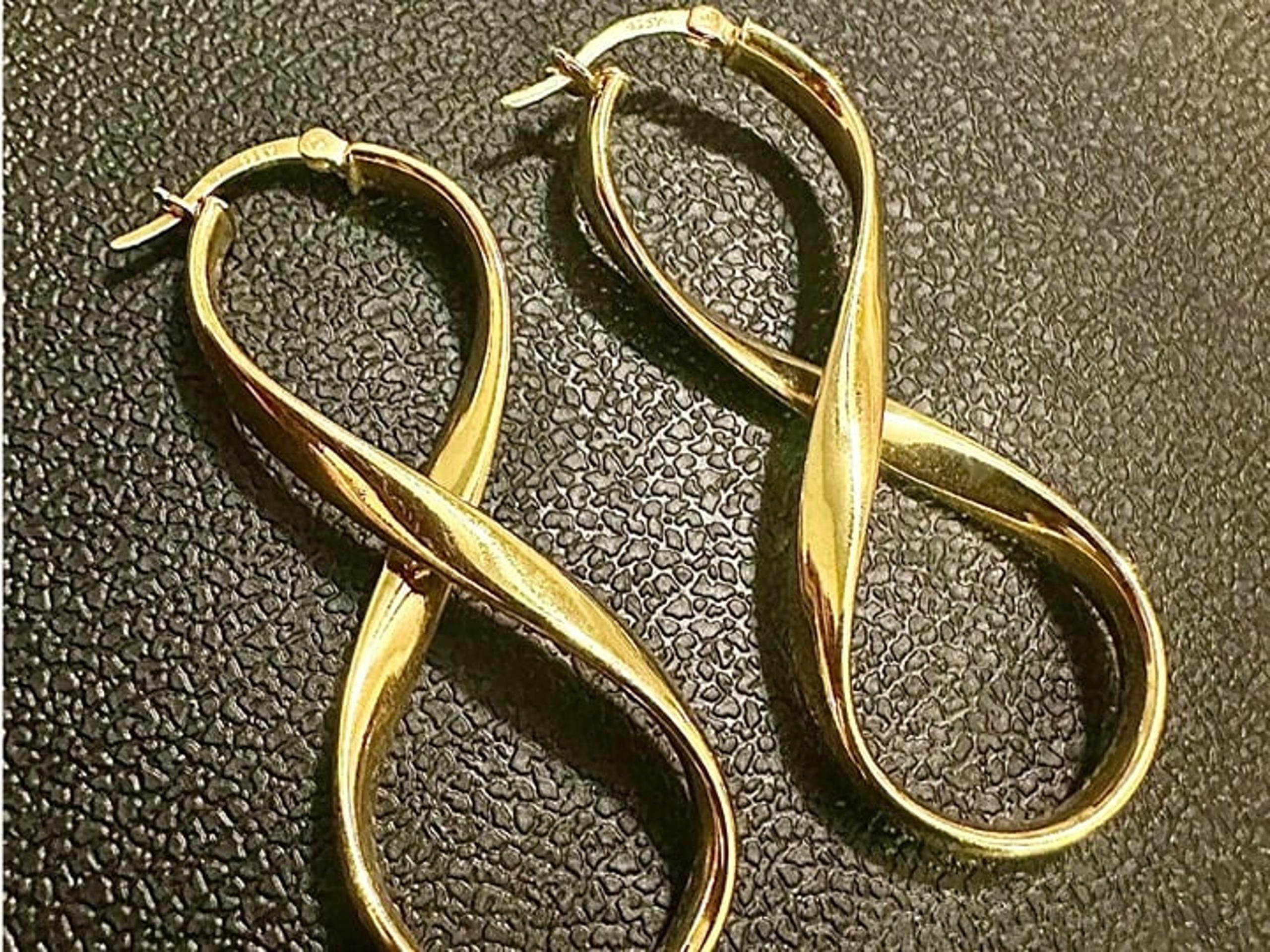 Gold Infinity Symbol Twist Hoop Earrings for Women 925 Sterling Silver Figure 8
