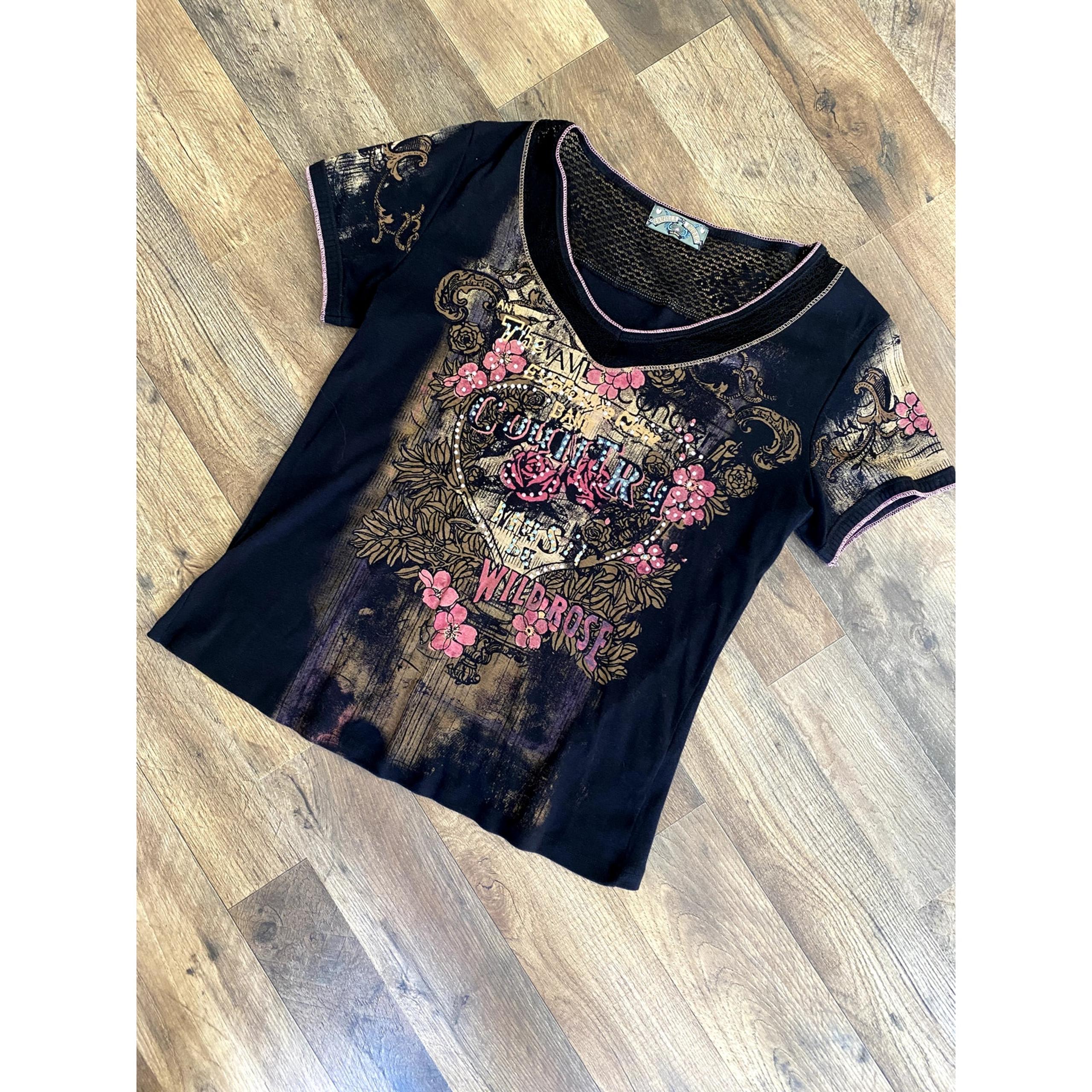 Y2K Black Graphic Cotton Baby Insired Tee Sz M