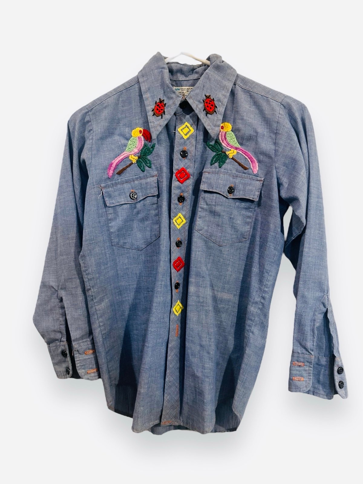 Rare Vintage JCPenney Embroidered Denim Button-Down Shirt