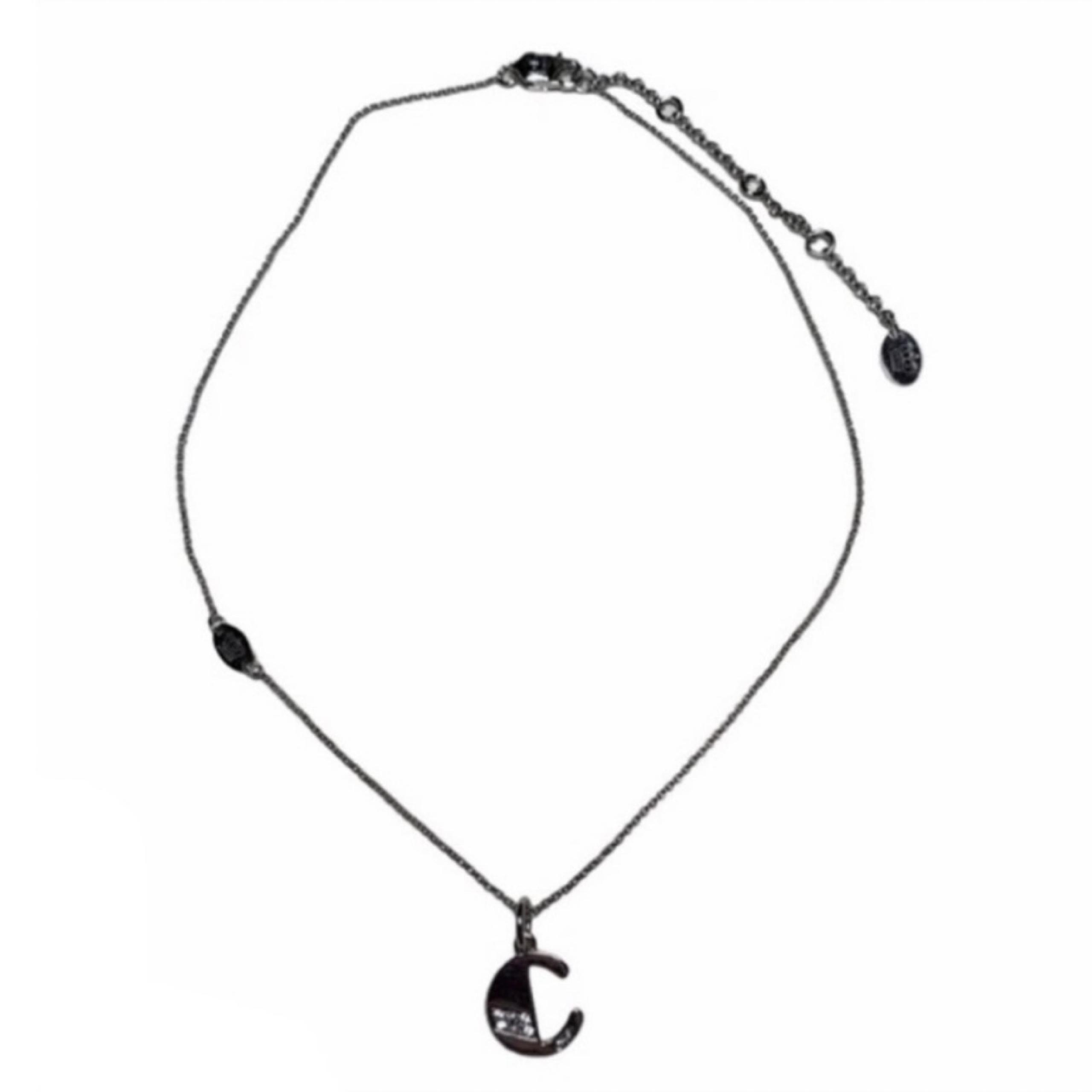 Juicy Couture Initial Letter C Silver CZ Cubic Zirconia Sones Crystal Necklace