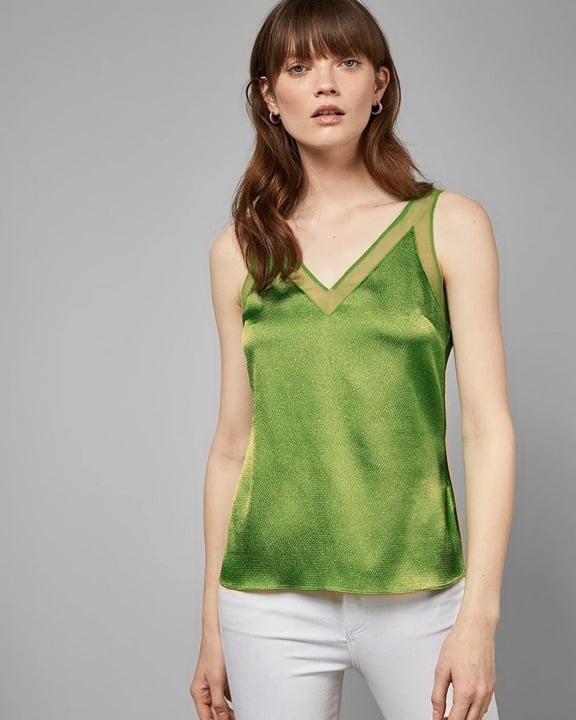 NWT Ted Baker Mesh Textured Satin Tank Top