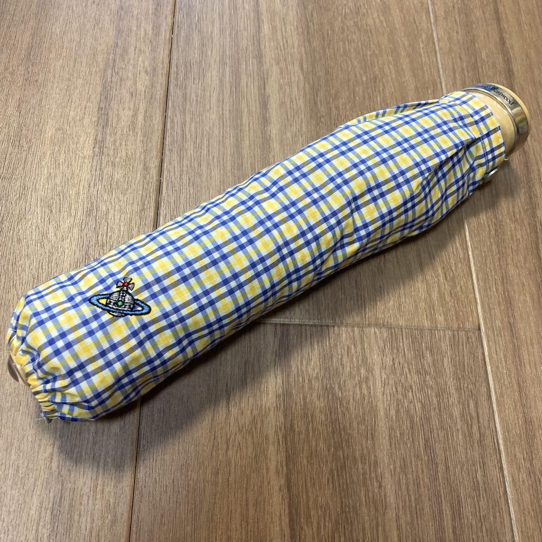 Vivienne Westwood • Yellow Check Pattern • Orb Embroidery • Folding Umbrella • Rain Umbrella