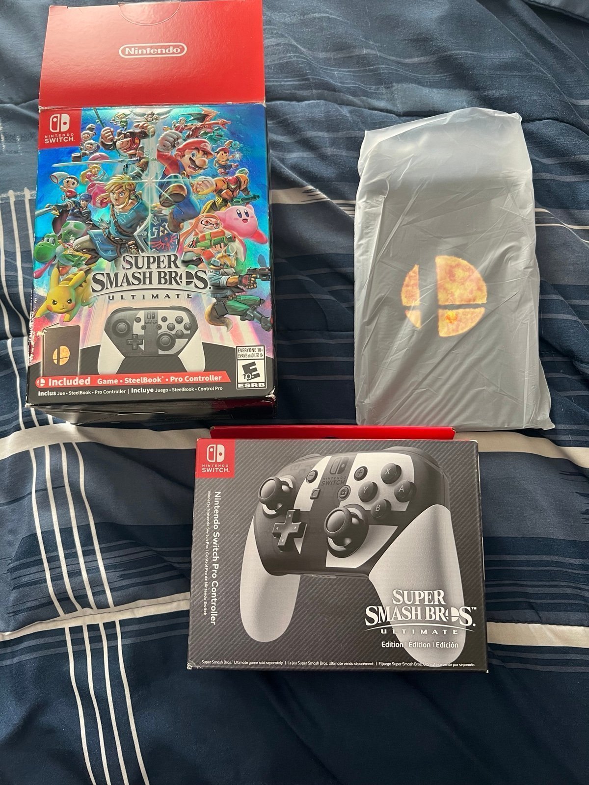 Nintendo switch Super Smash Bros special edition controller and steelbook