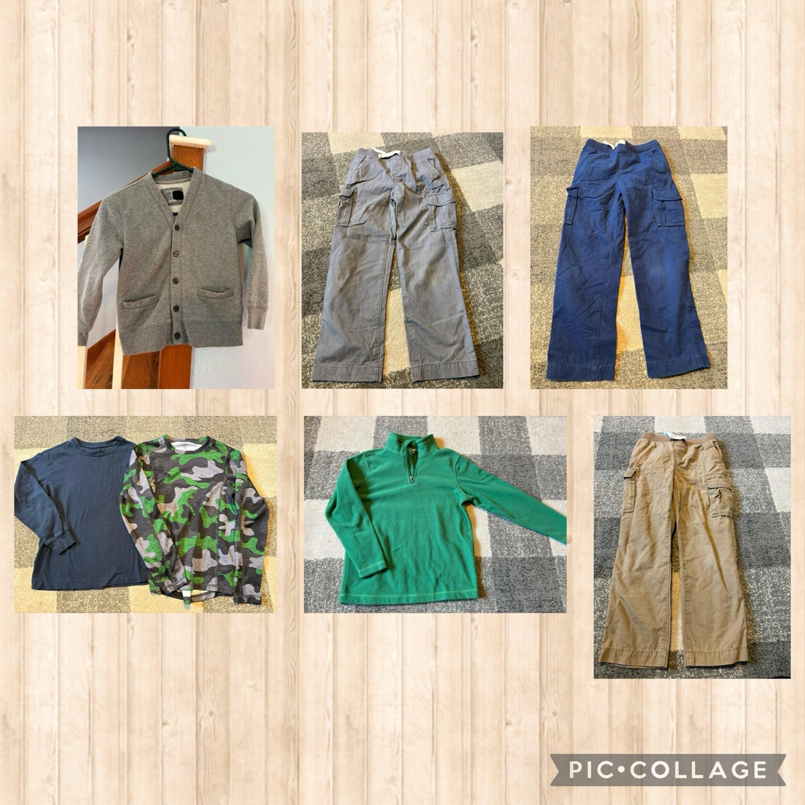 Lot of size 7 lands’ end boys clothing sweater pants shirt uniform