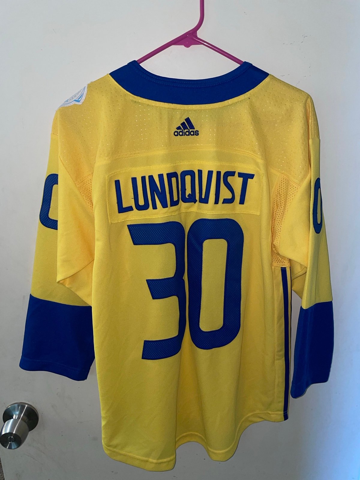 YOUTH-NWOT-L/XL HENRIK LUNDQVIST TEAM SWEDEN 2016 WORLD CUP HOCKEY ADIDAS