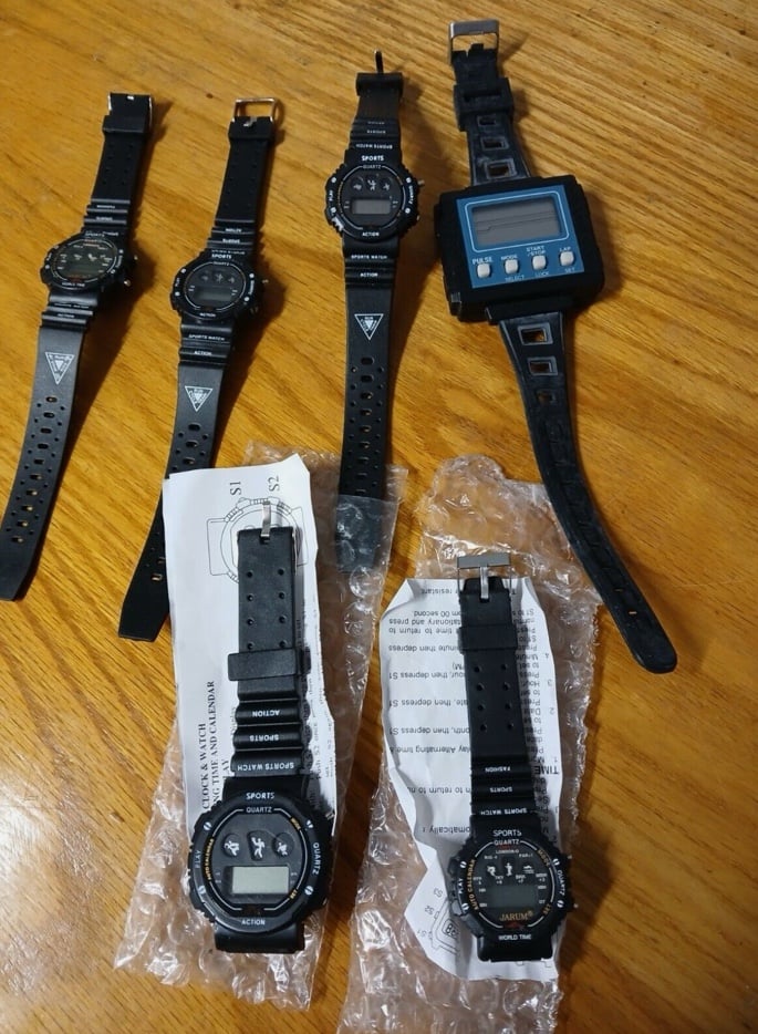 5 Vintage Sports Action Digital Wrist Watch Untested New/ Used