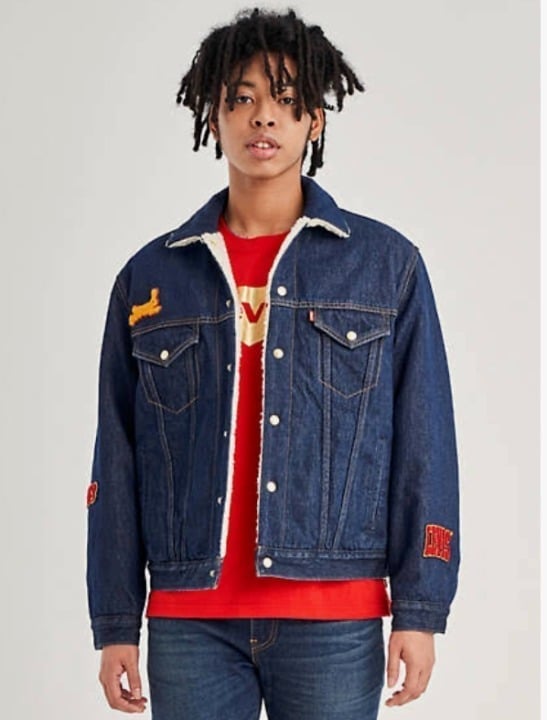 Levi's Men's Denim Trucker Jacket S Sherpa Reversible Embroidered Lunar New Year