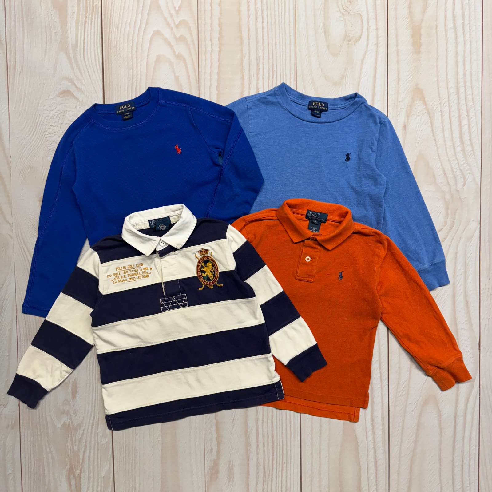 Polo Ralph Lauren Boys Youth Size 4/4T Long Sleeve Rugby Polo Shirt Lot of 4