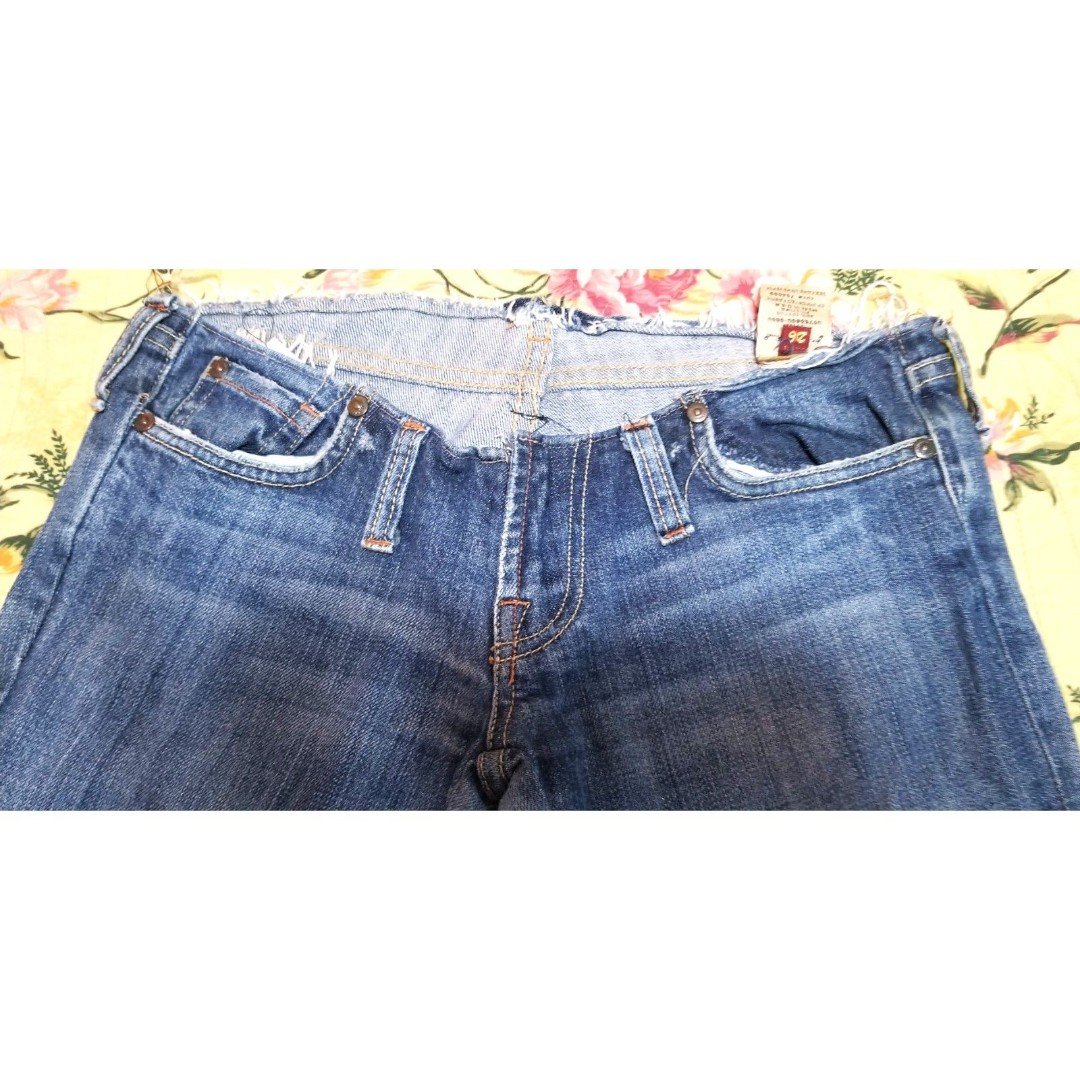 7 For All Mankind Festival Jeans cut Low Waist Fringe Bronze sequences Size 26 W