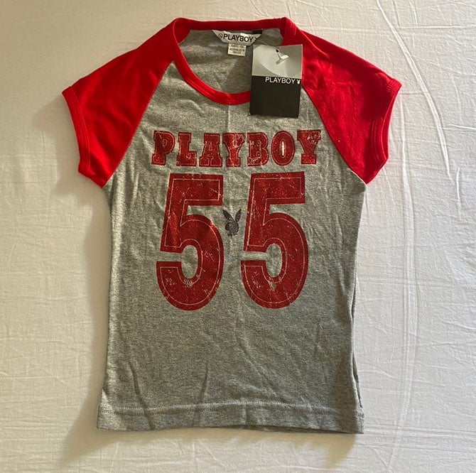 Vintage 80s Playboy Mansion Bunny Graphic Womens Baby Doll Tee NWT Y2K