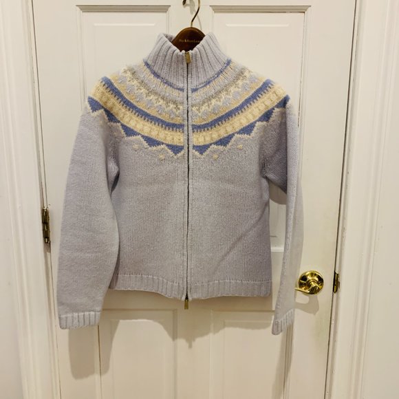Vintage Lauren Ralph Lauren Hand Knit Lambswool Fair Isle Full Zip Sweater