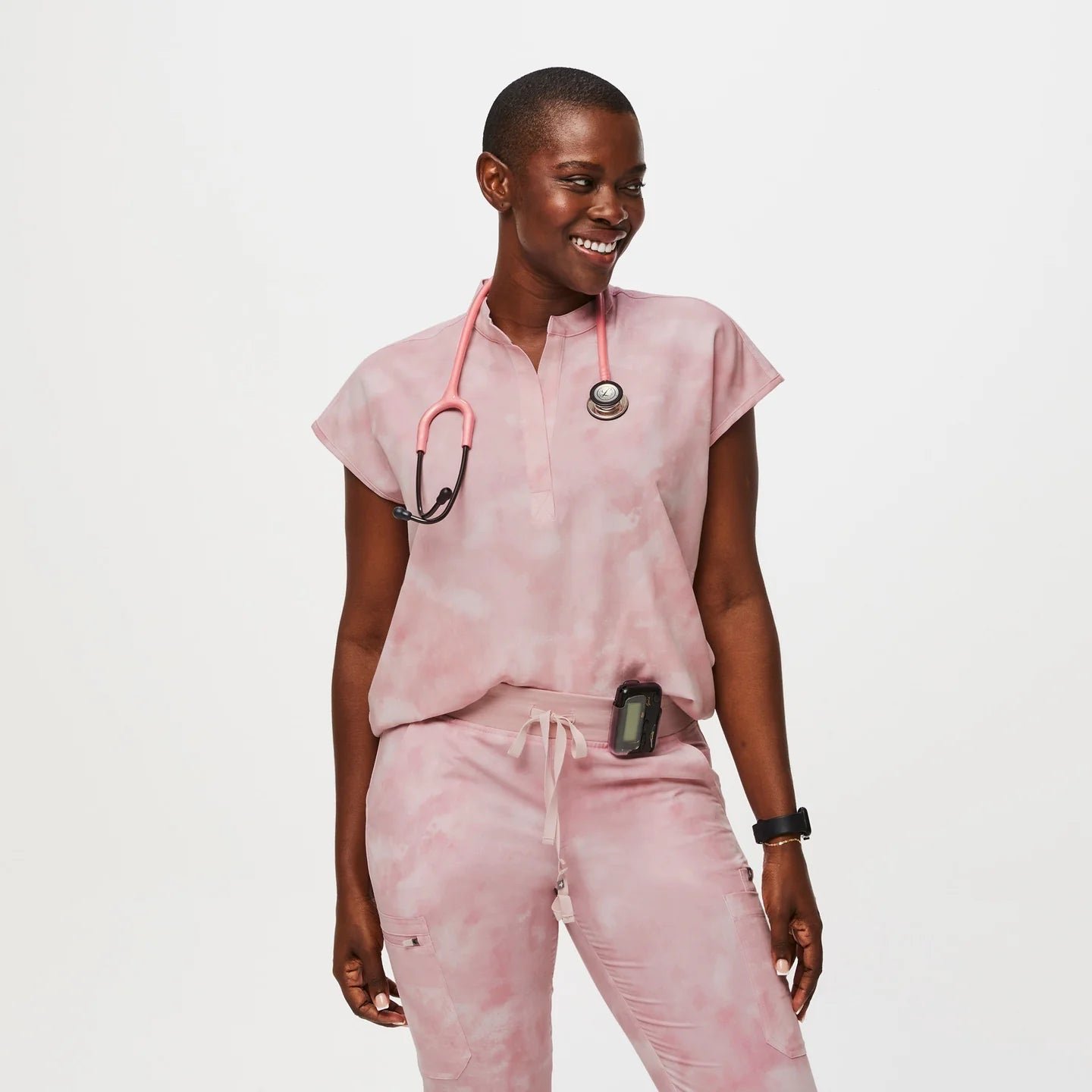 Figs scrub set size XS top / S Bottoms in marbled rose
