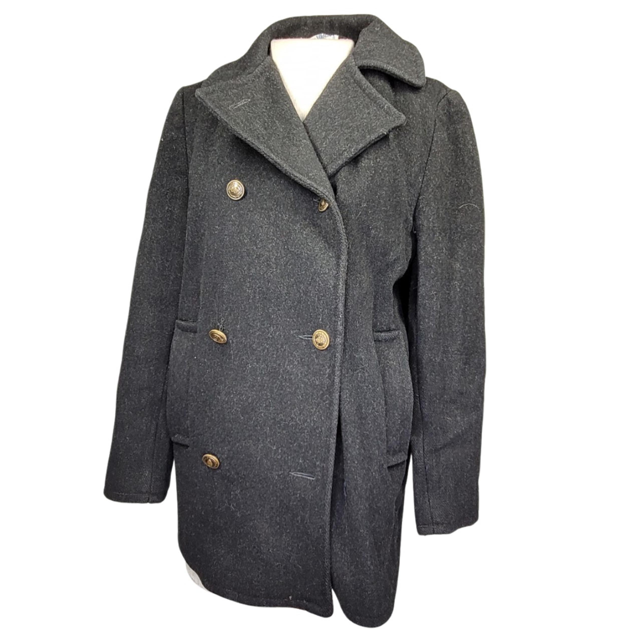 J G Hook Vintage Black Wool Pea Coat Size Large