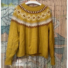 AMERICAN EAGLE Outfitters AE Pullover Fair Isle Sweater, Yellow, Women's XXL