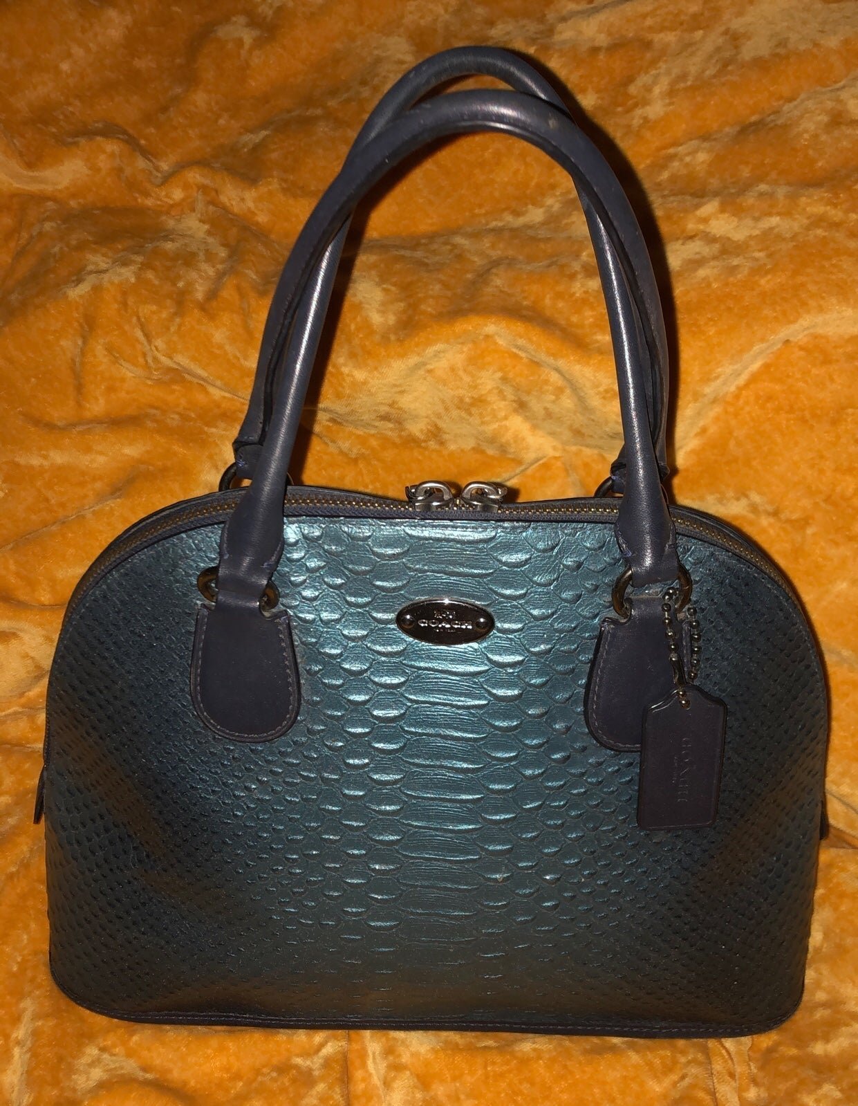 Coach Cora Domed Satchel Snake Embossed