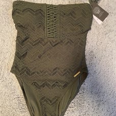 Vince Camuto Seagreen Crochet Bandeau One Piece Swimsuit