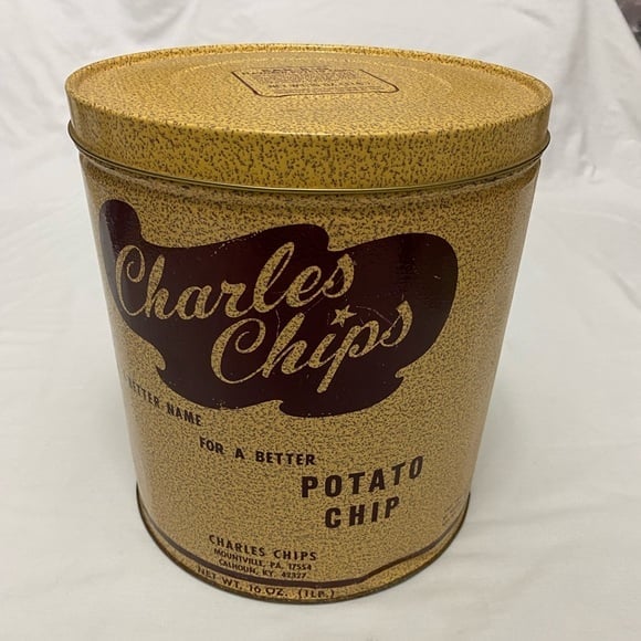 VINTAGE - Charles Chips Metal Tin Collector Tin