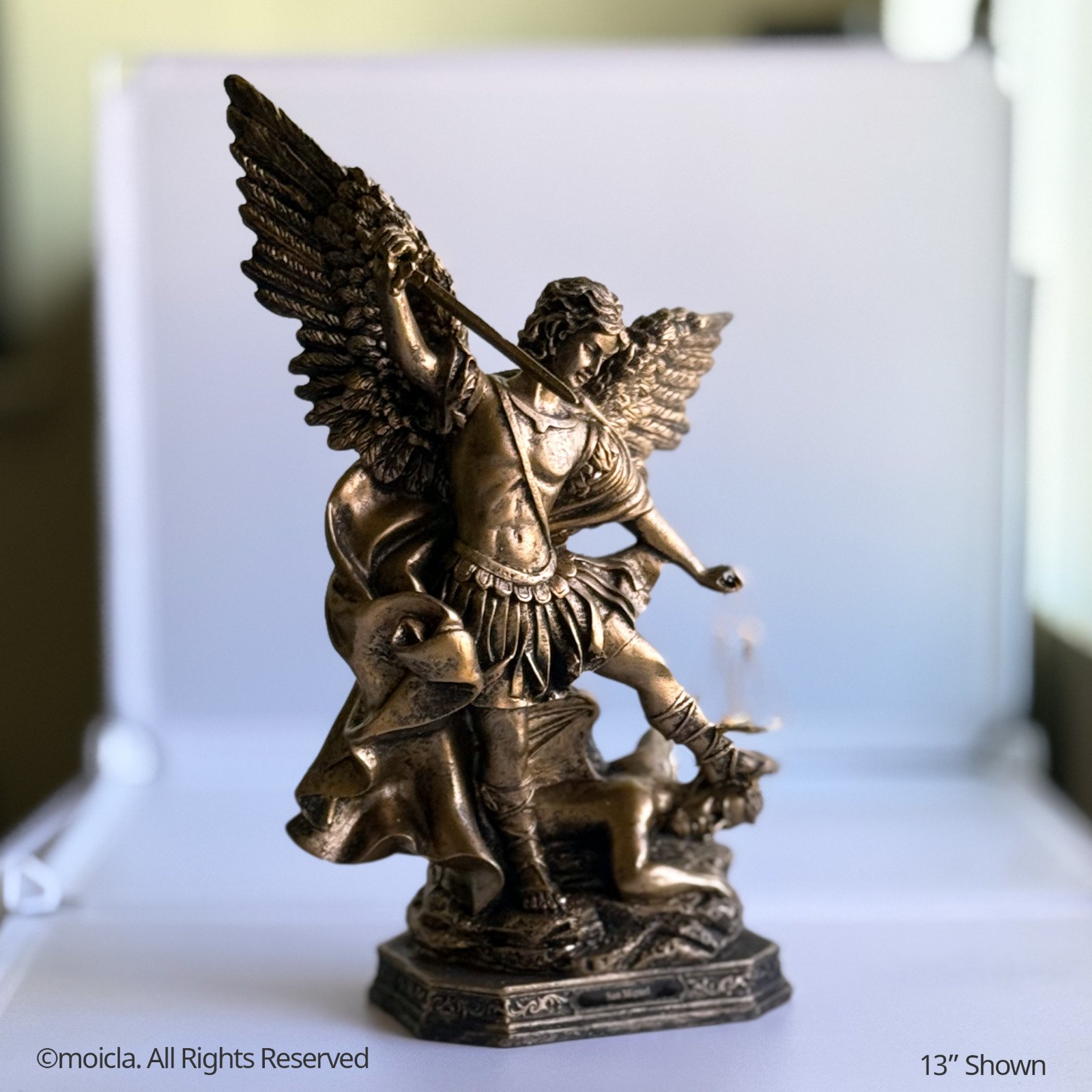 St. Michael Archangel Resin Statue - 13" Catholic Figurine San Miguel ID:7502113