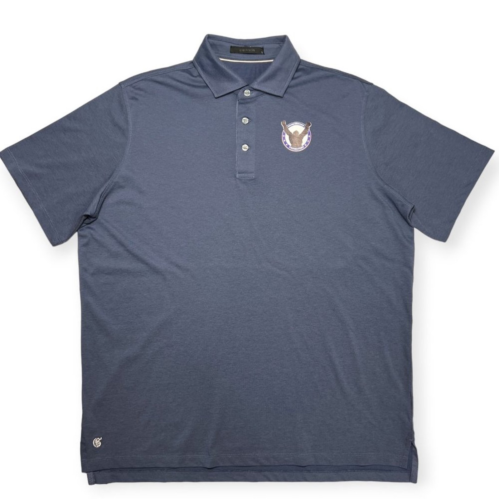 Greyson Omaha Golf Polo Mark Messier Foundation SIZE L Blue Short Sleeve Shirt