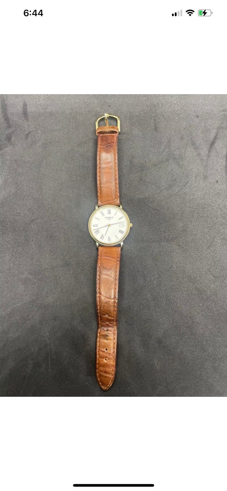 Running Tissot 1853 T870/970 White Roman Numeral Dial Gold Tone Bezel Date Watch
