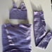 SET ACTIVE purple madeline cline set SOLD OUT top, leggings, and crop sweatshirt