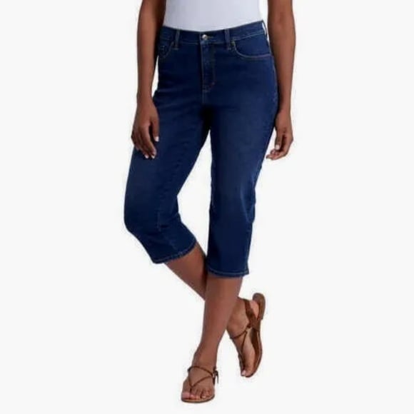 Cropped Jeans Pants Women’s 16 Dark Wash Pedal Pushers Cropped Calf