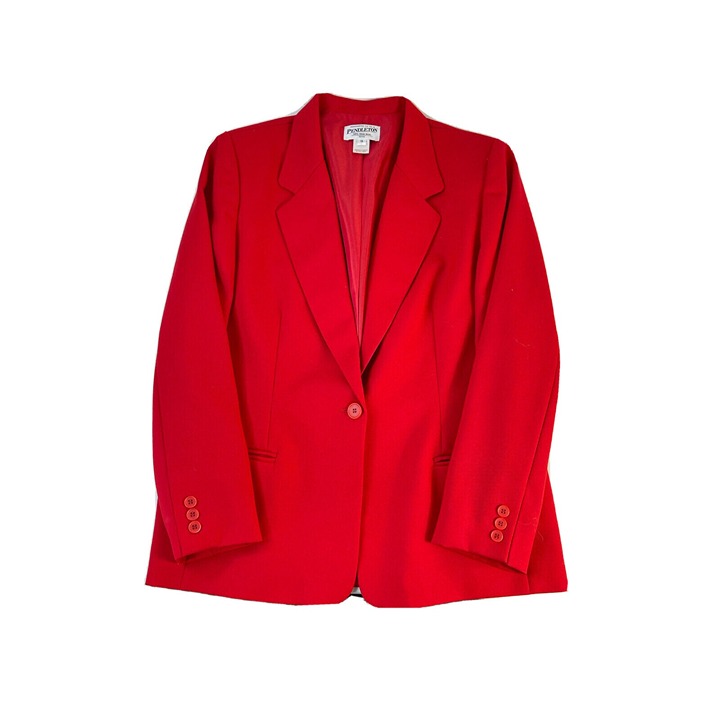 Pendleton Womens 16 Virgin Wool Single Button Blazer Suit Coat Jacket Red
