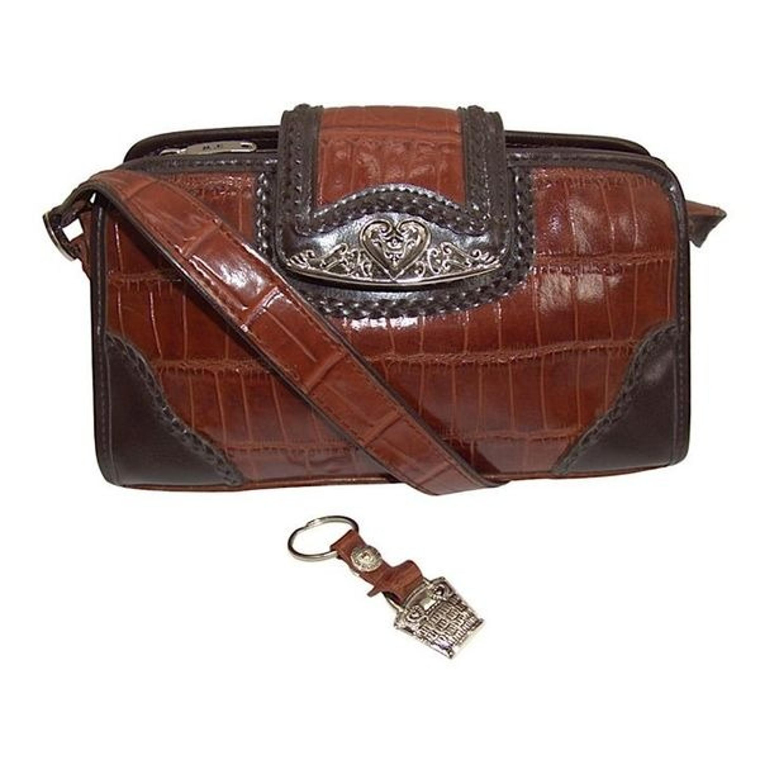MC Faux Leather Western Croc Shoulder Bag with Heart Clasp & Keychain