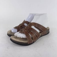 Abeo System Women’s Bevin Strappy Slide Shoes US 7 Brown Studded leather Sandals