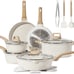 16 Piece Pots and Pans Set Nonstick, White Granite Cookware Sets 16pcs