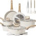 16 Piece Pots and Pans Set Nonstick, White Granite Cookware Sets 16pcs
