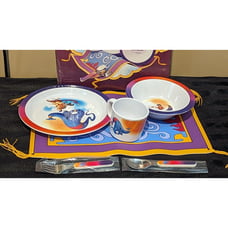 Vintage Disney's Aladdin Plate Bowl Cup Mug Dinnerware Set Kids Flatware 6 Piece