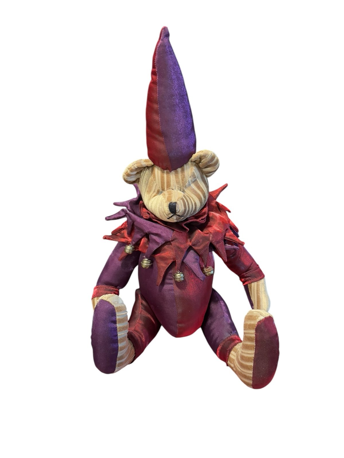 Mark Roberts Collection Christmas Holiday Jester Bell Teddy Bear 20 Red Purple